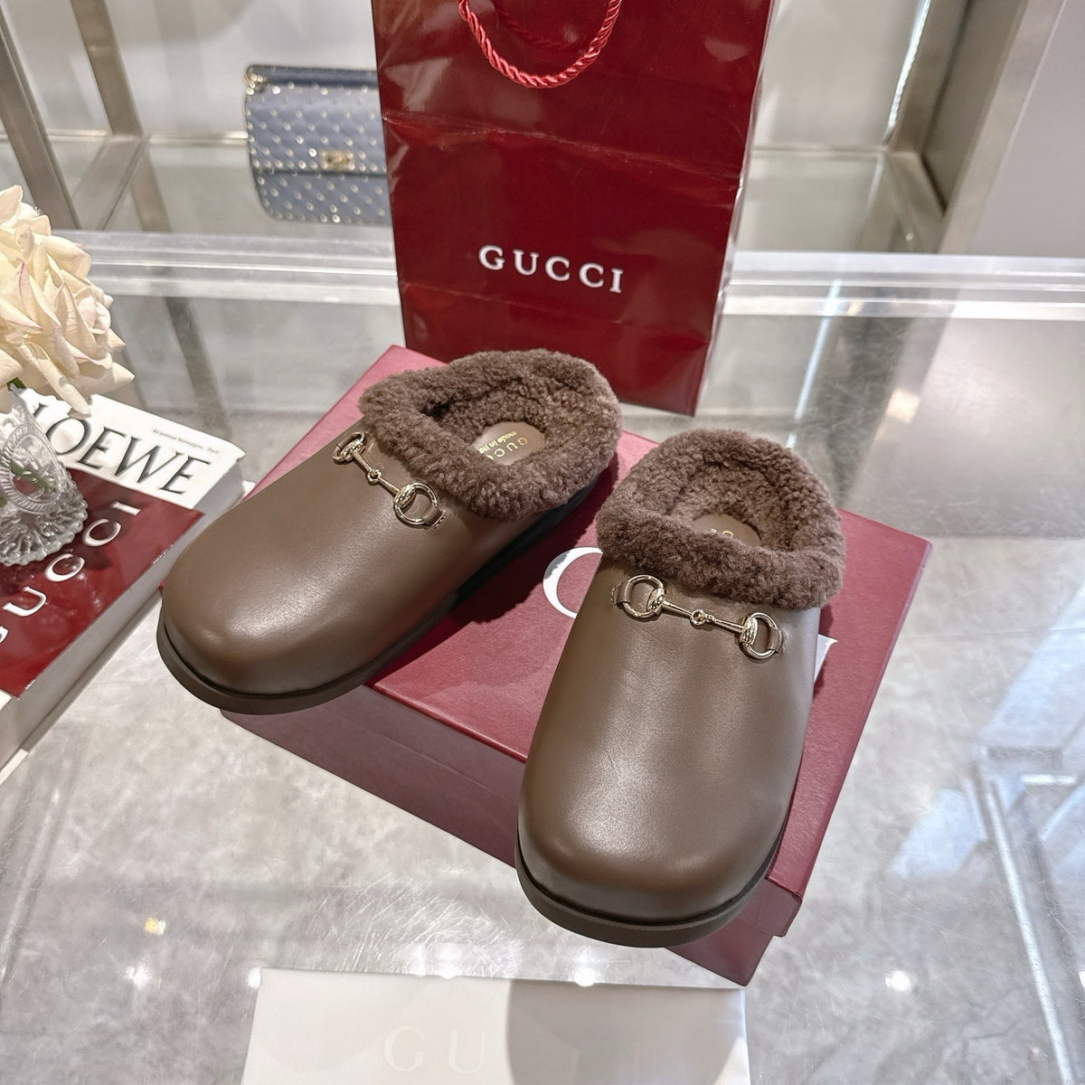 Gucci Women Mule With Horsebit Brown Leather