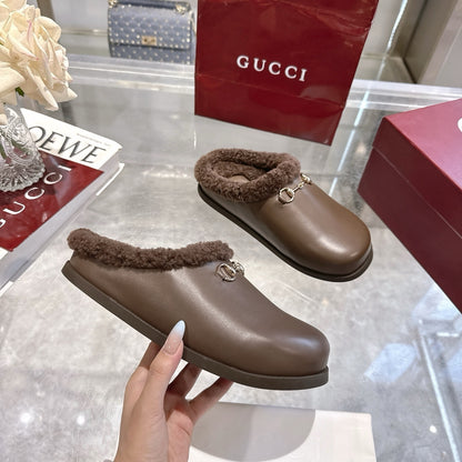 Gucci Women Mule With Horsebit Brown Leather