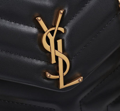 Saint Laurent Loulou Small Chain Bag In Matelassé Y Black Gold 23Cm 494699DV7271000