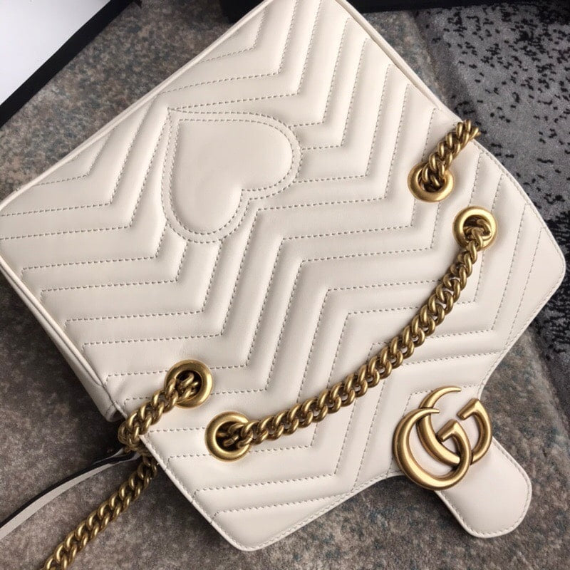 Gucci GG Marmont Mini Shoulder Bag White Matelassé 22Cm 446744 DTDIT 9022