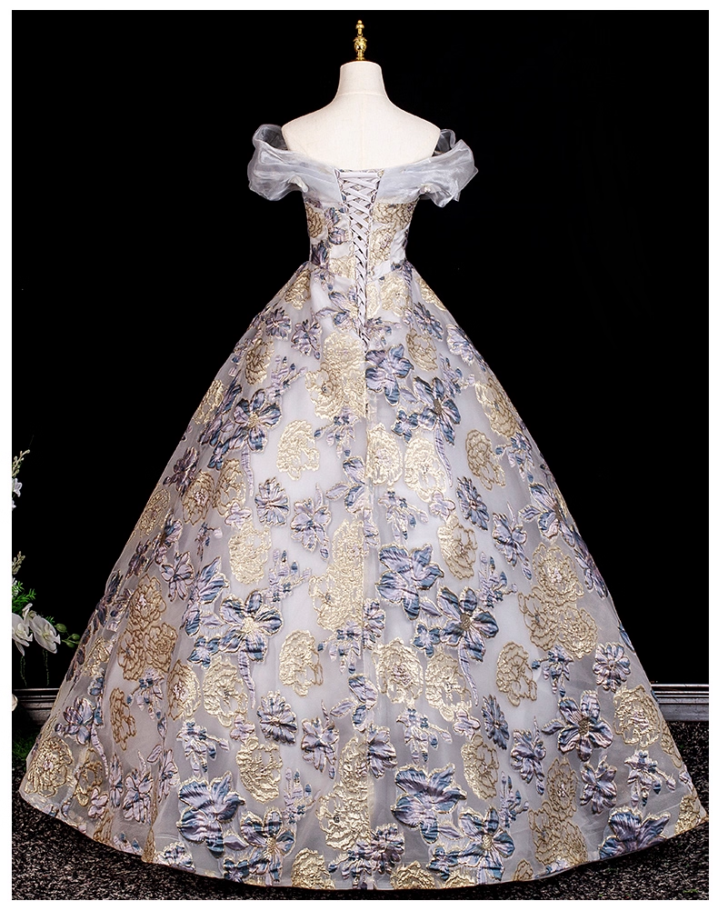 Glamorous Floral Embroidery Off-Shoulder A-Line Sweet 15 Quinceanera Ball Gown TP5502
