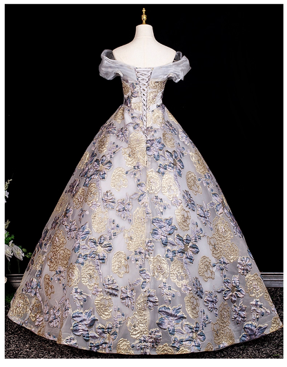 Glamorous Floral Embroidery Off-Shoulder A-Line Sweet 15 Quinceanera Ball Gown TP5502