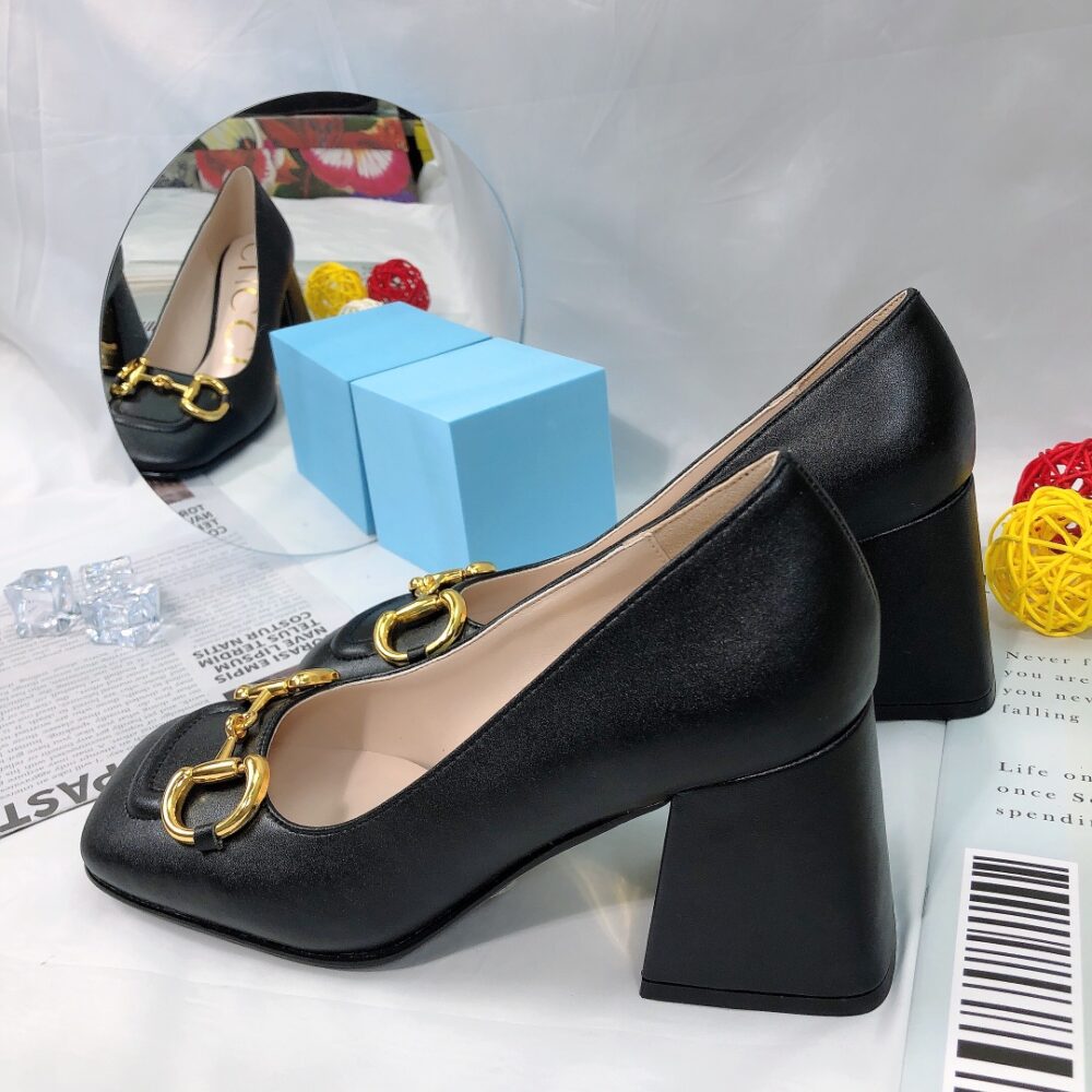Gucci Women’S Mid Heel Pump With Horsebit Black 643886 C9D00 1000