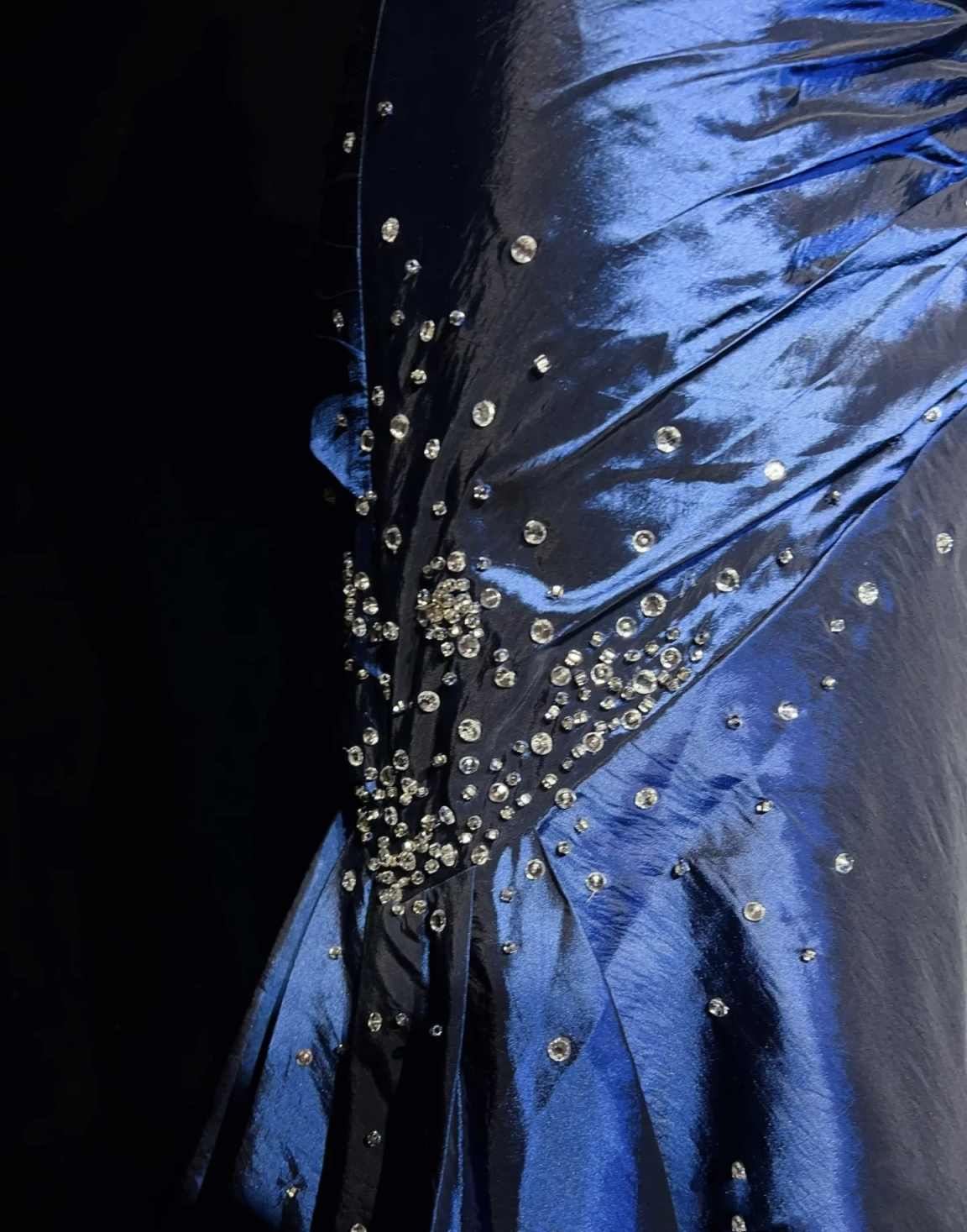 Blue Vintage Fashion Exquisite Beading Long Satin Floor Length Ball Gown Evening Dress gh3636
