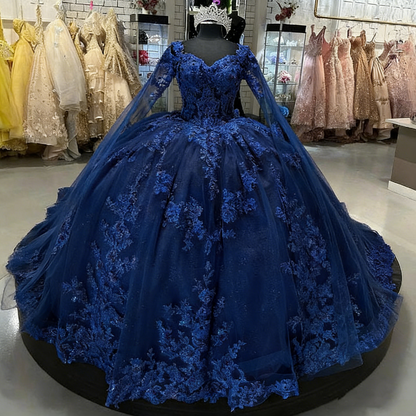 Beautiful Pink Sweetheart Applique Sweet 16 Quinceanera A-Line Tulle Floor-length Prom Dress Birthday Dress Evening Dress Ball Gown TP4547