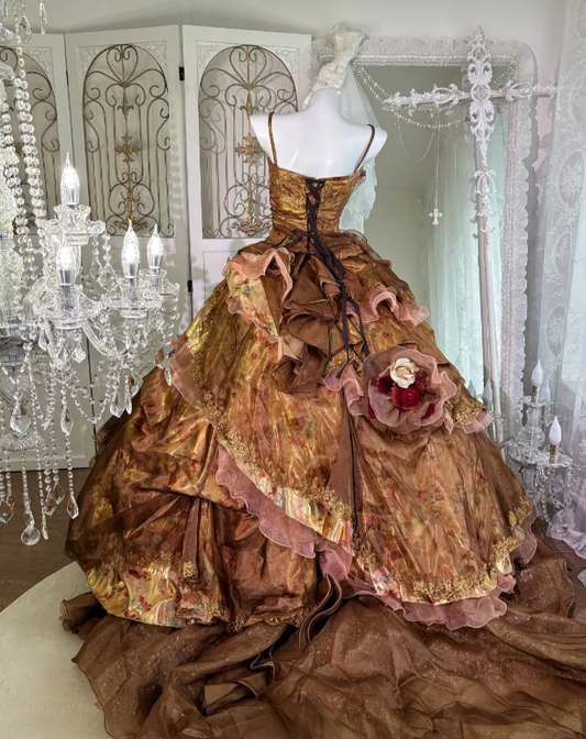 Ball Gown Brown Prom Party Dress Sweet 16 Birthday Dress