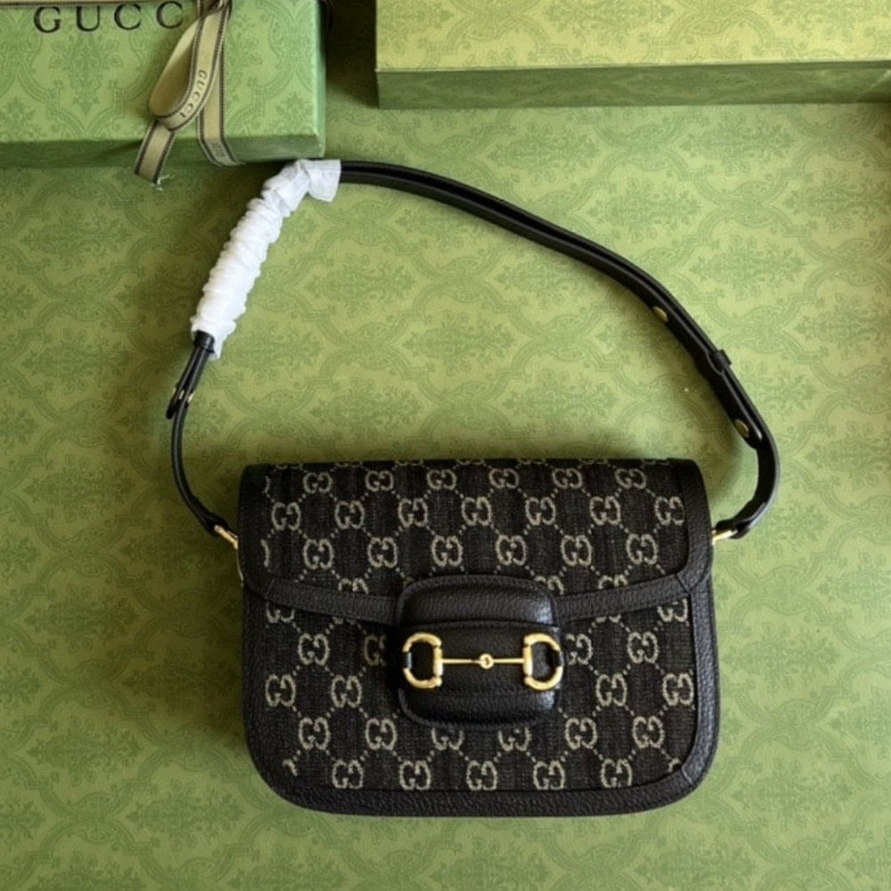 Gucci Horsebit 1955 Original GG Black And Ivory 25Cm 602204 UN3BG 1274