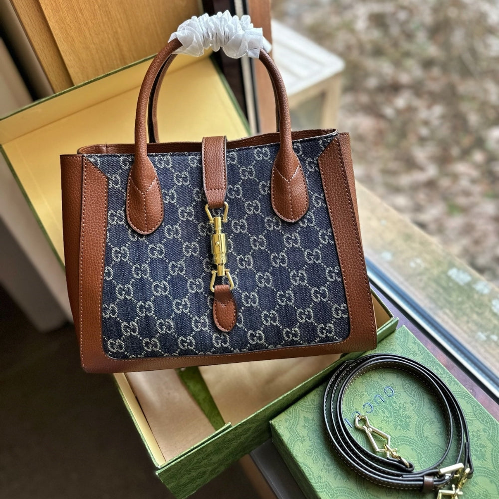 Gucci GG Jackie 1961 Tote Blue Denim 30Cm