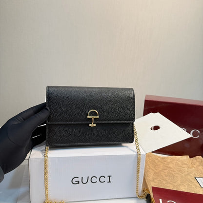 Gucci Half Horsebit Wallet On Chain Black 20Cm