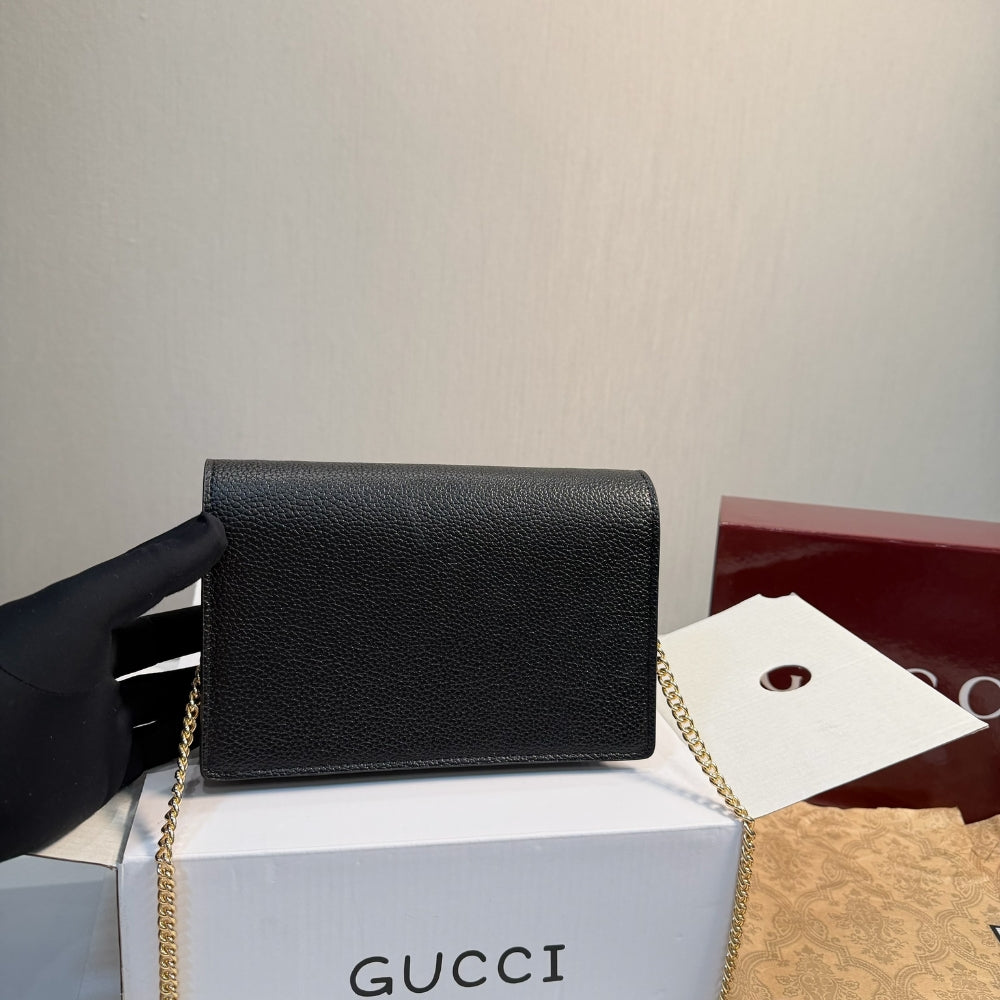 Gucci Half Horsebit Wallet On Chain Black 20Cm