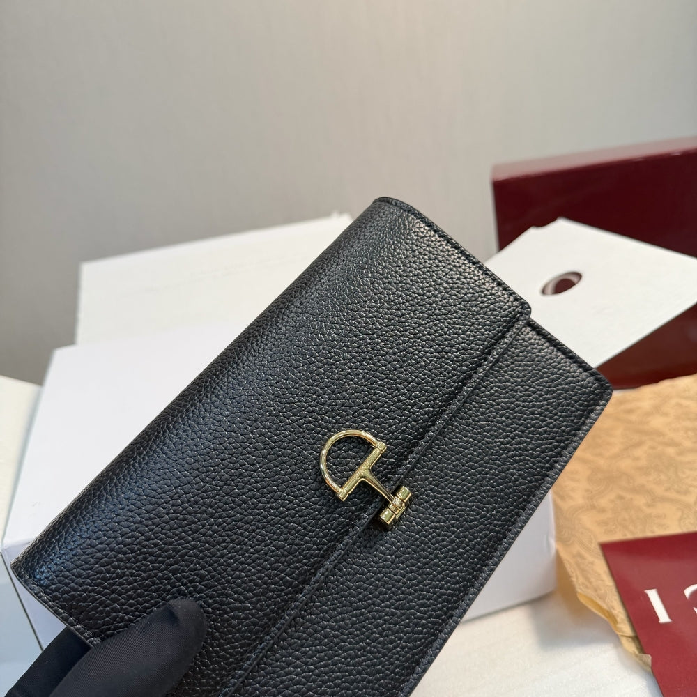 Gucci Half Horsebit Wallet On Chain Black 20Cm