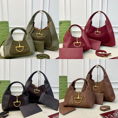 Gucci Softbit Maxi Suede Shoulder Bag Brown 42Cm