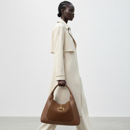 Gucci Softbit Maxi Suede Shoulder Bag Brown 42Cm