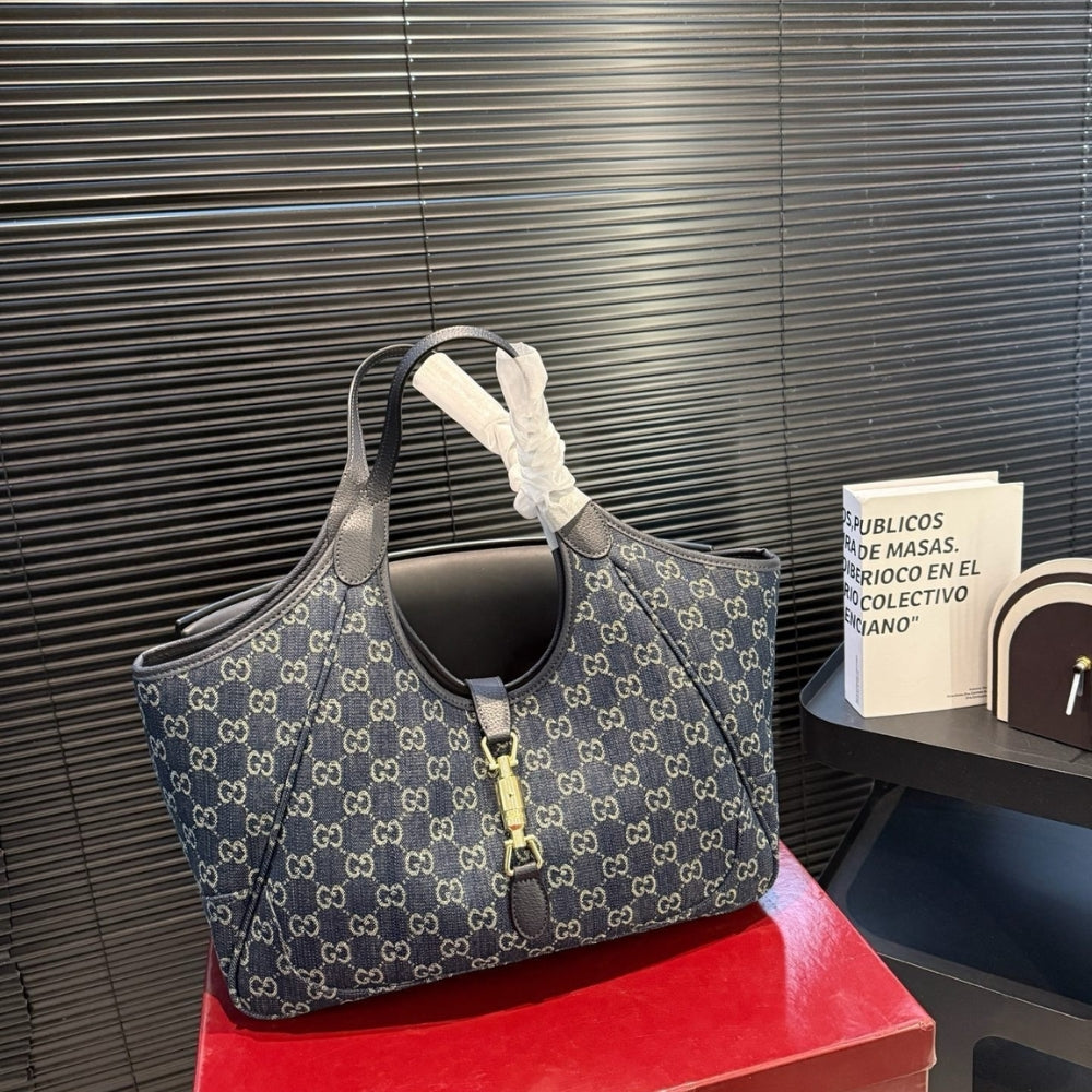 Gucci Mercato Medium Tote Bag Denim Navy Blue 36Cm