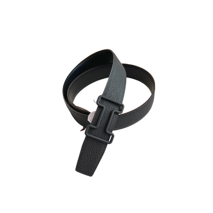 HERMES LEATHER BELT WITH H BUCKLE BLACK 38MM