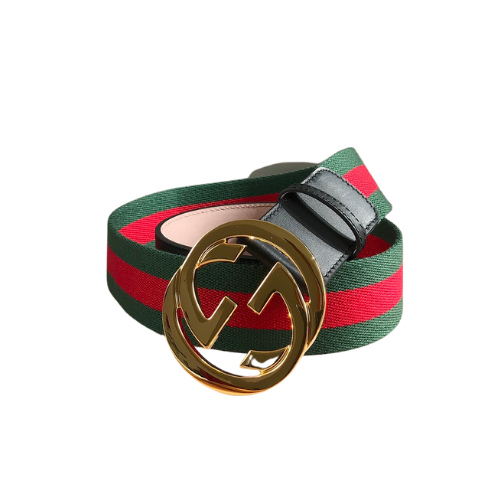 GUCCI’S WEB BELT WITH G BUCKLE GREEN 4CM