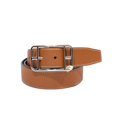 HERMES QUENTIN REVERSIBLE BELT BROWN RECTANGLE BUCKLE 32MM
