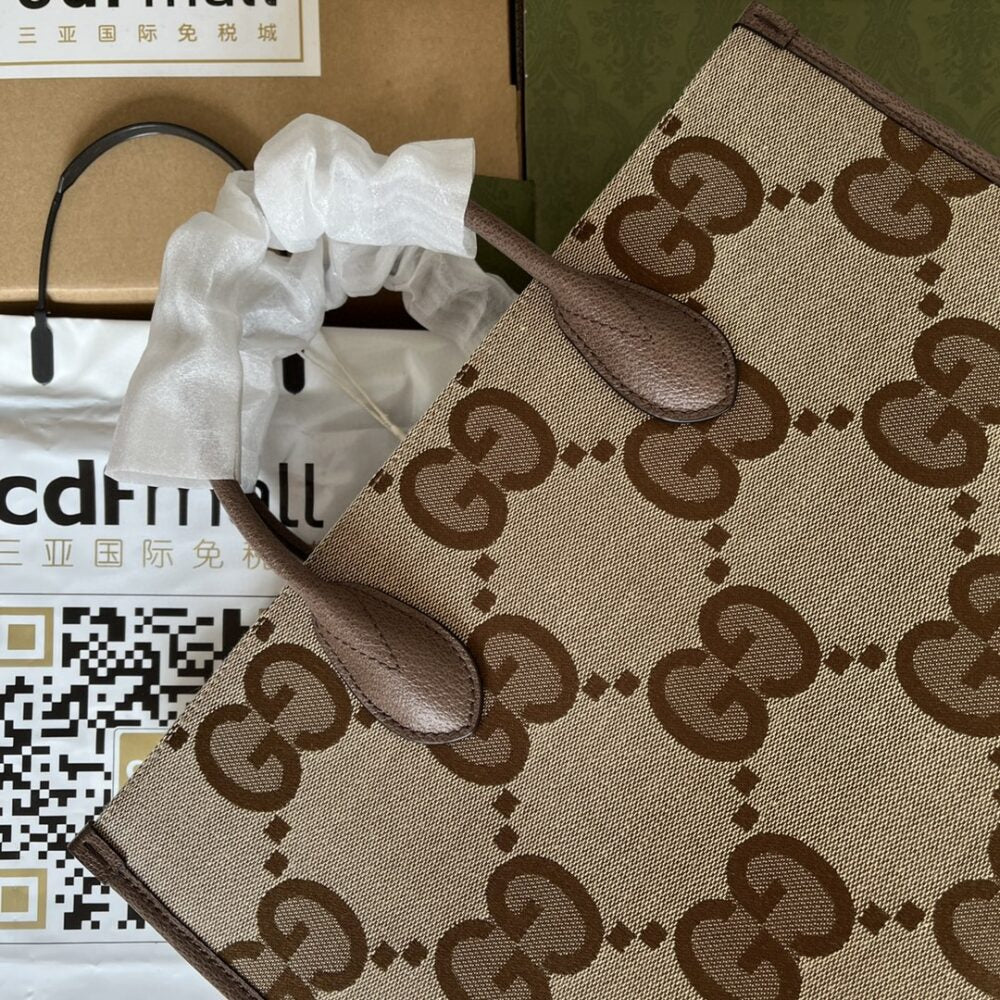 Gucci Tote Bag With Jumbo Camel And Ebony Jumbo GG Canvas 37cm ‎678839 UKMDG 2570