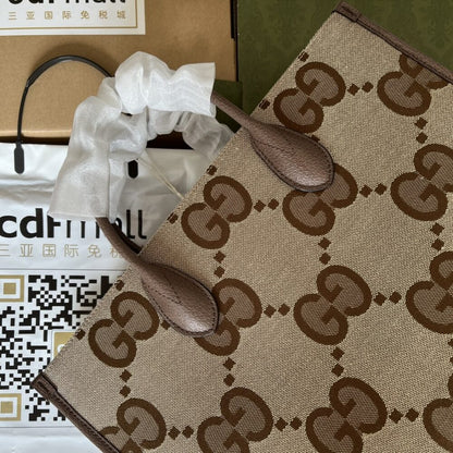 Gucci Tote Bag With Jumbo Camel And Ebony Jumbo GG Canvas 37cm ‎678839 UKMDG 2570