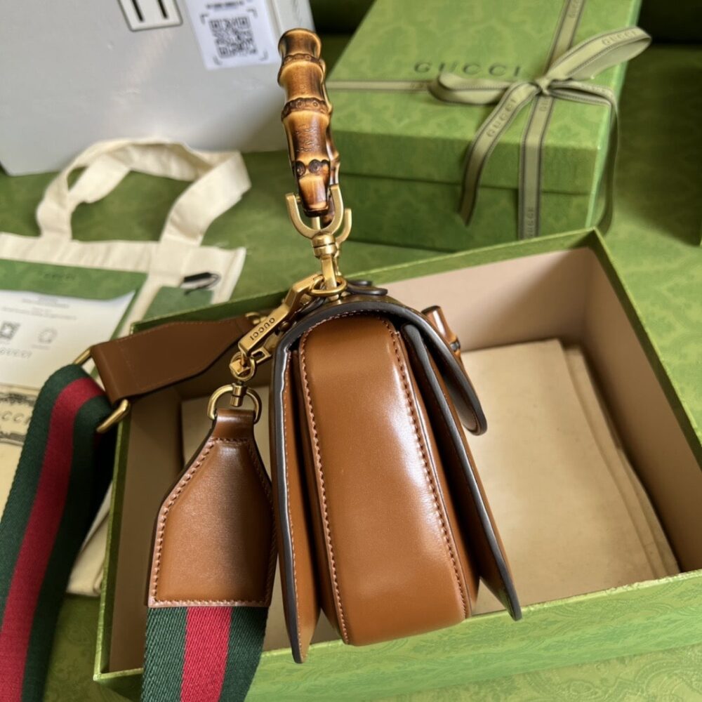 Gucci Bamboo 1947 Small Top Handle Bag Brown 21Cm 675797 10ODT 2579