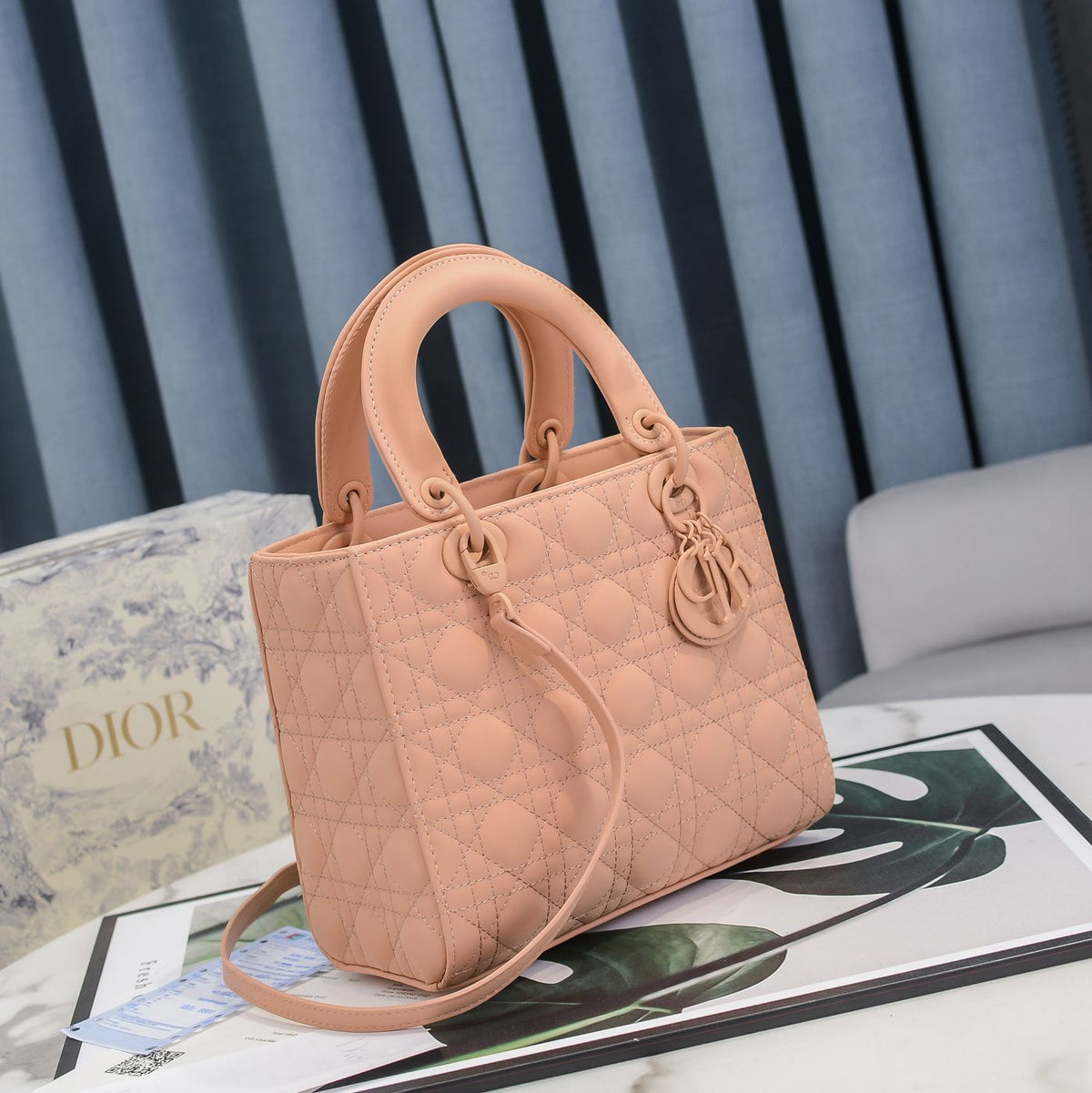Dior Medium Dior Bag Blush Ultramatte Cannage Calfskin Women