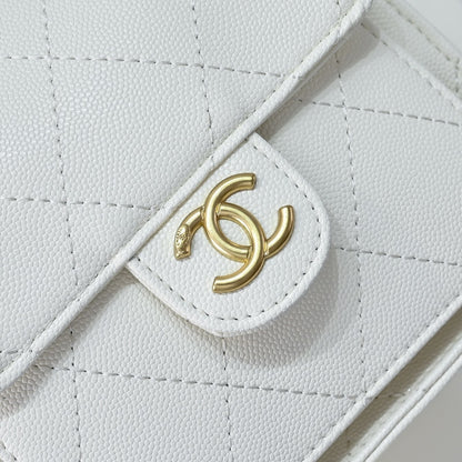 Chanel 25 Medium Size Backpack Grain Effect And Gold Metal White 23Cm As5600 B20304 10601