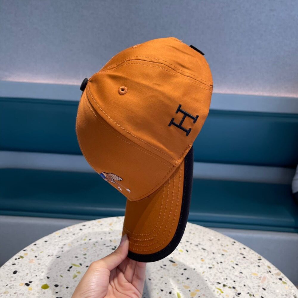 Hermes Canvas Baseball Cap Horse Hat Orange