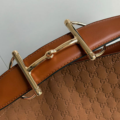 Gucci Beatrix Large Tote Bag GG Suede Bottom Brown 40Cm