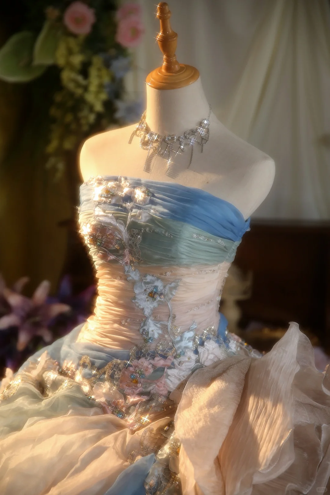 Gorgeous Pastel Ombre Strapless Ruffled Tulle Beaded Sweet 15 Quinceanera Ball Gown TP5518