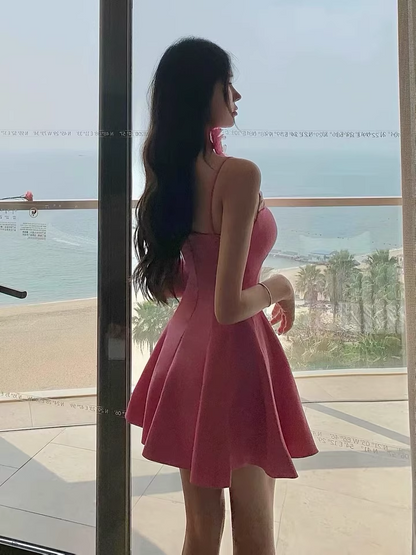New Fashion Rose Pink Sweetheart Spaghetti Strap Design A-line Party Dresses Homecoming Dresses, TP3836