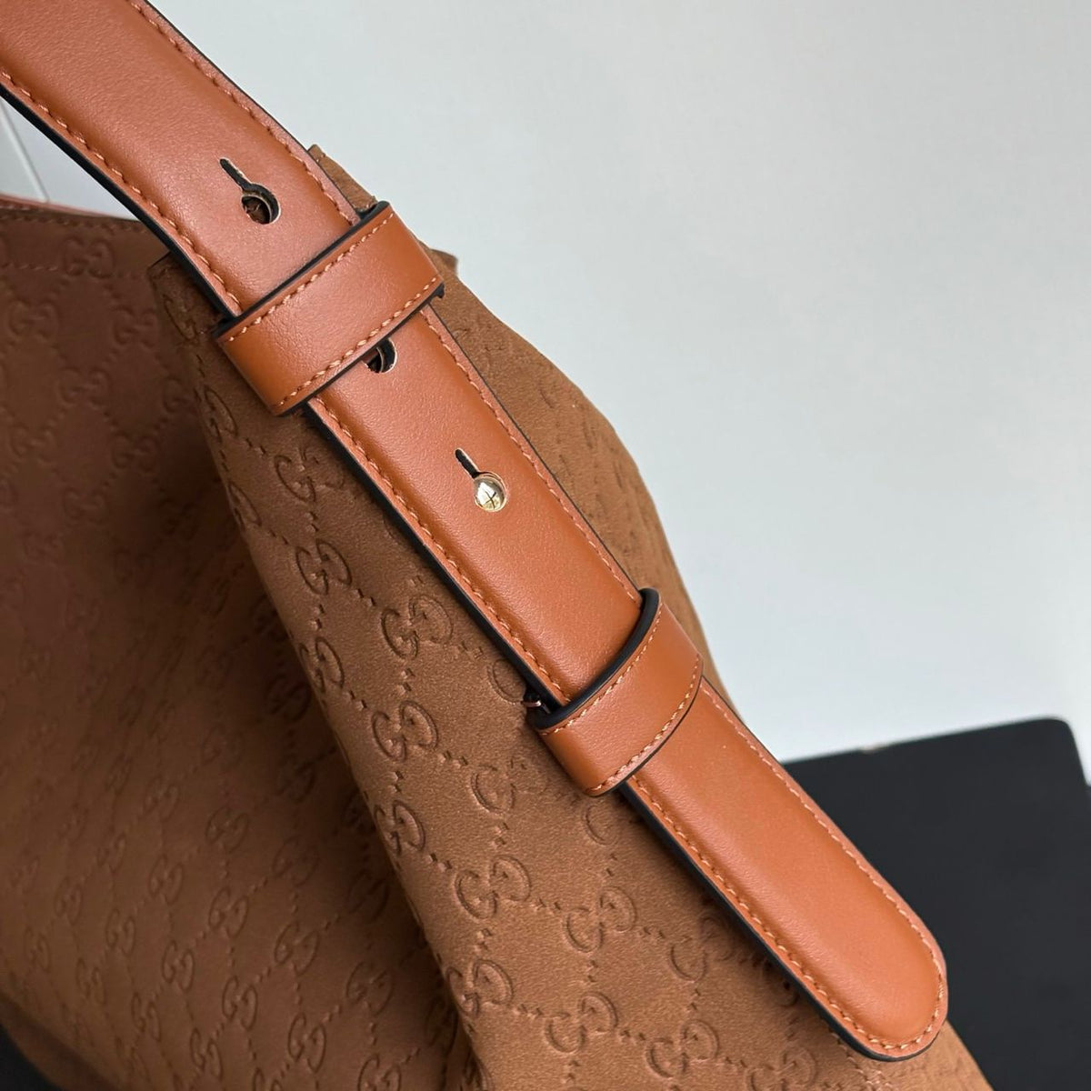 Gucci Beatrix Large Tote Bag GG Suede Bottom Brown 40Cm