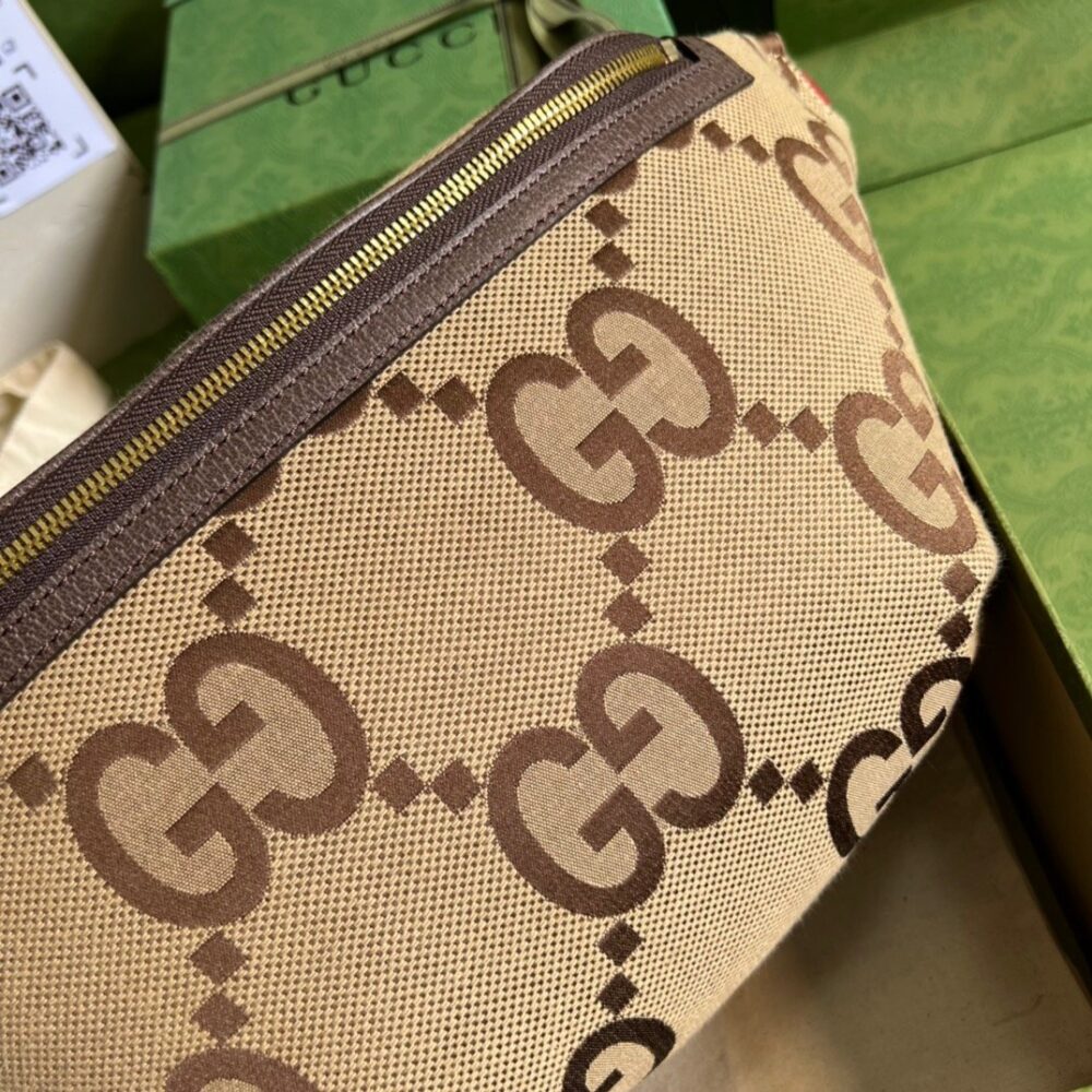 Gucci Jumbo GG Belt Bag Camel And Ebony Jumbo GG Canvas 39cm GG 696031 UKMDG 2570