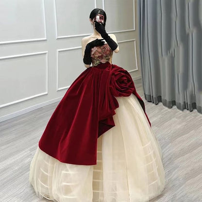 Strapless Birthday Party Dress Luxury Prom Dress princess Ball Gown Dress unique Quinceanera Dress custom Made