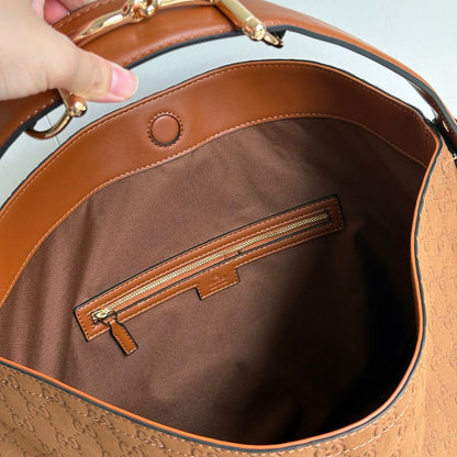 Gucci Beatrix Large Tote Bag GG Suede Bottom Brown 40Cm