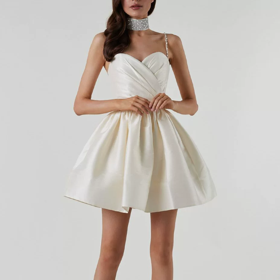 Glamorous A-Line Short Homecoming Dress Beaded Strap Formal Gown TP5776