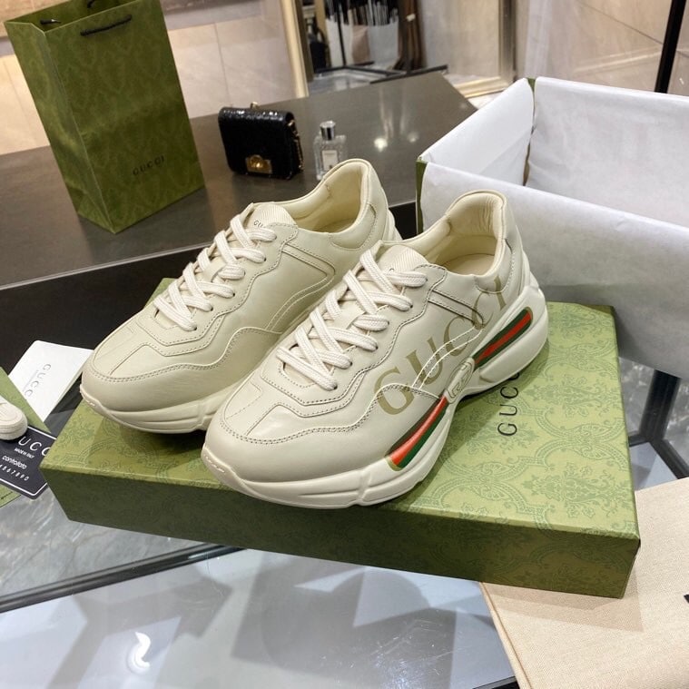 Gucci Women’S Rhyton Gucci Logo Leather Sneaker 528892 DRW00 9522