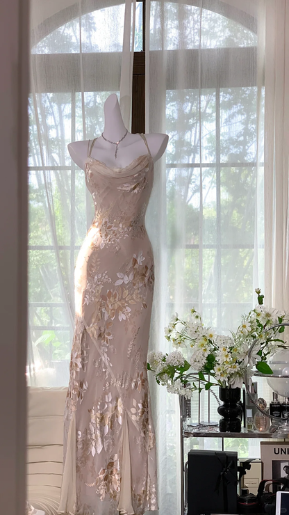 Elegant Mermaid Long Chiffon Spaghetti Strap Luxury Ball Gown Evening Dress Prom Dresses TP3965