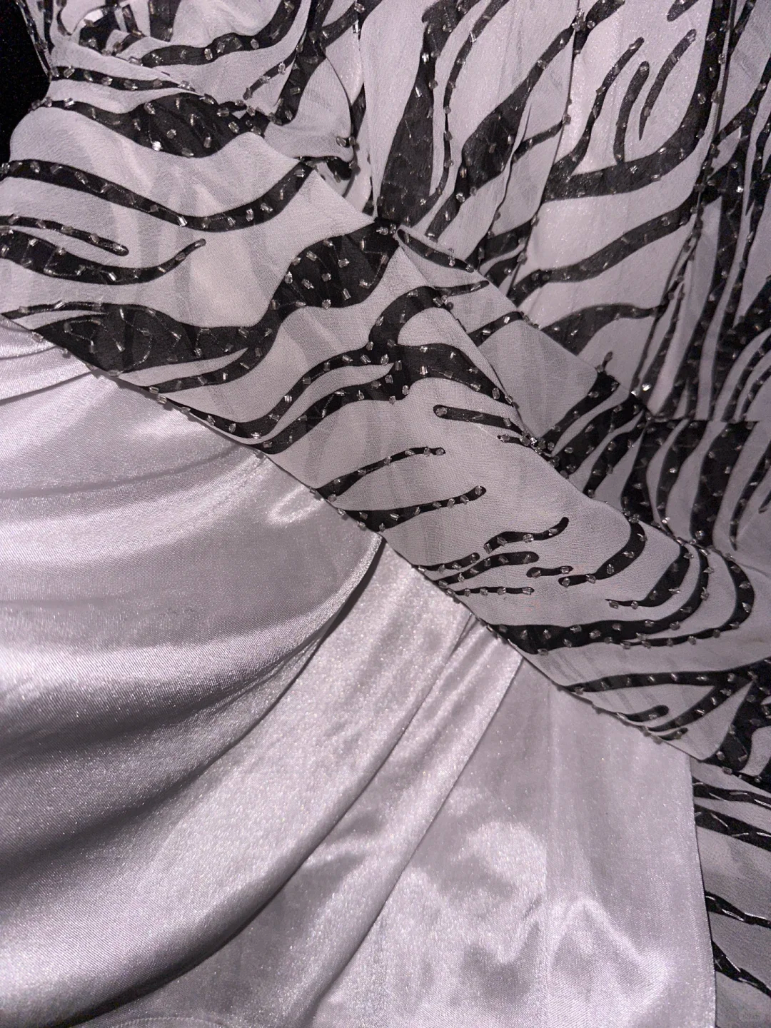 Vintage Black & White Marble Print Spaghetti Strap Mermaid Evening Gown TP5379