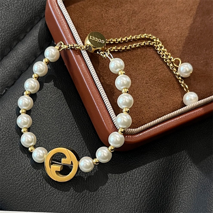 Gucci Interlocking Pearl Bracelet Gold ‎839033 JCF27 8062