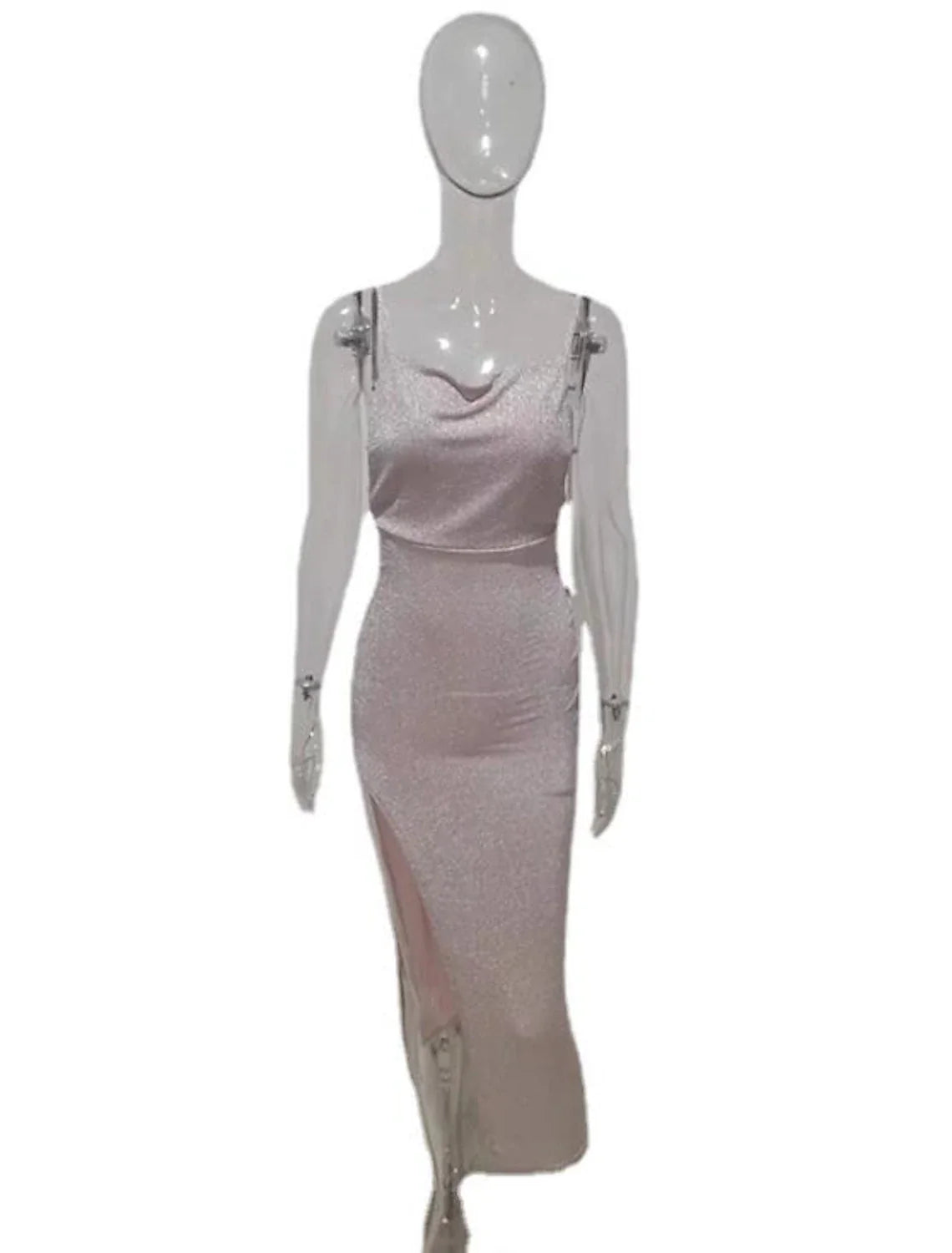 Sheath / Column Cocktail Dresses Sexy Dress Holiday Homecoming Tea Length Sleeveless Spaghetti Strap Spandex Crisscross Back with Sleek Slit