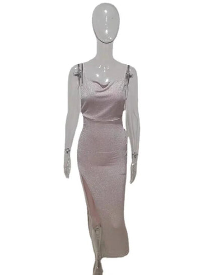 Sheath / Column Cocktail Dresses Sexy Dress Holiday Homecoming Tea Length Sleeveless Spaghetti Strap Spandex Crisscross Back with Sleek Slit