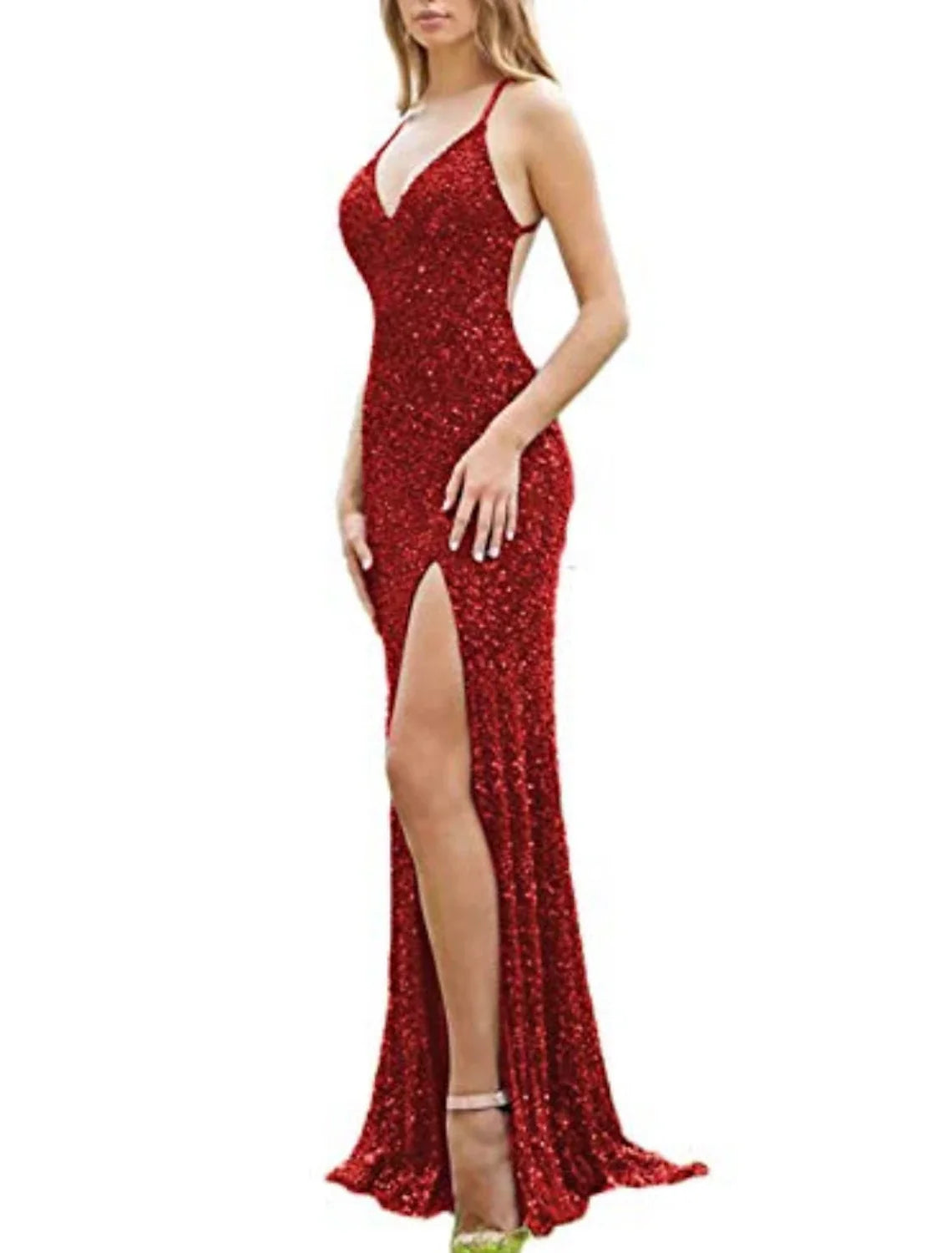 Mermaid / Trumpet Prom Dresses Open Back Dress Prom Sweep / Brush Train Sleeveless Halter Neck Spandex Backless with Sequin Slit 2026