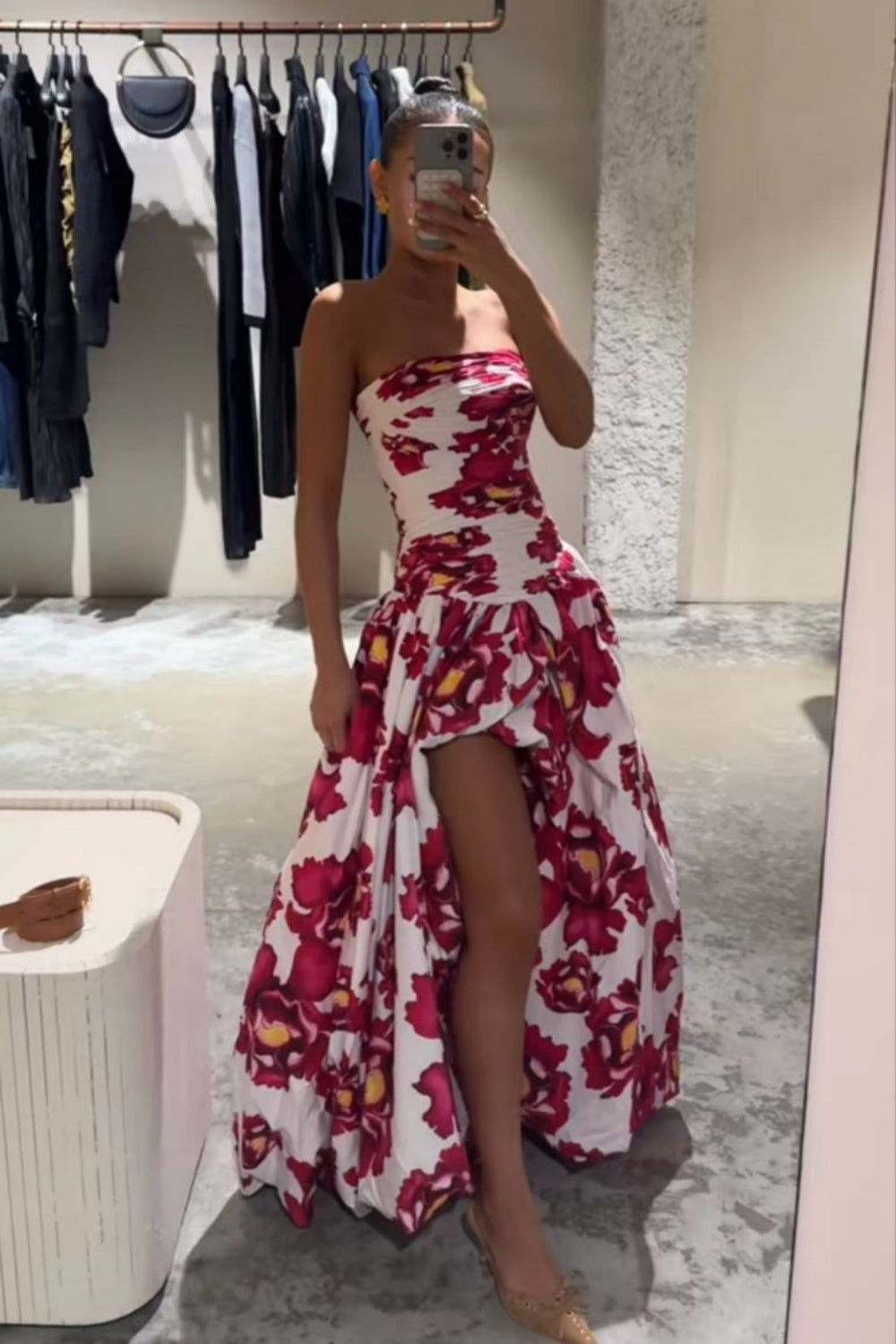 girlhomeshops-Floral Dress Long Slit Garden Party Dress gh5859