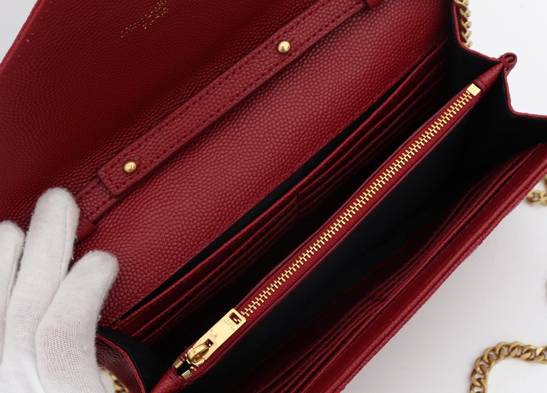 Saint Laurent YSL Red Chain Wallet