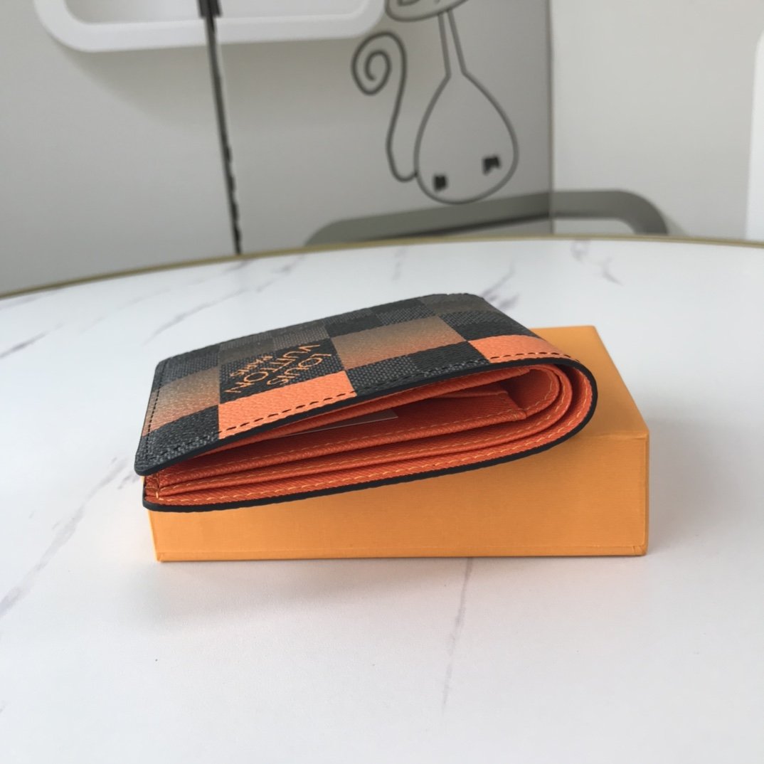 Louis Vuitton Multiple Wallet Damier Graphite Giant 3 Card Slot Orange In