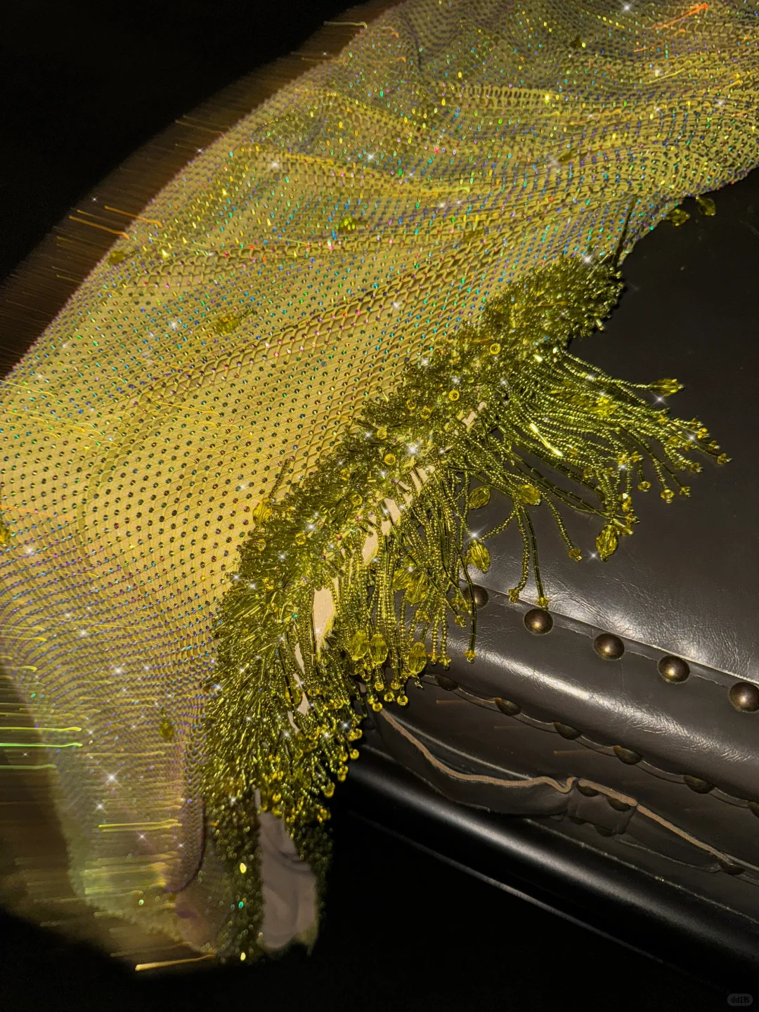 Glamorous Sunshine Yellow Sparkling Sequin Mesh Sheath Fringed Shoulder High Slit Evening Gown TP5401