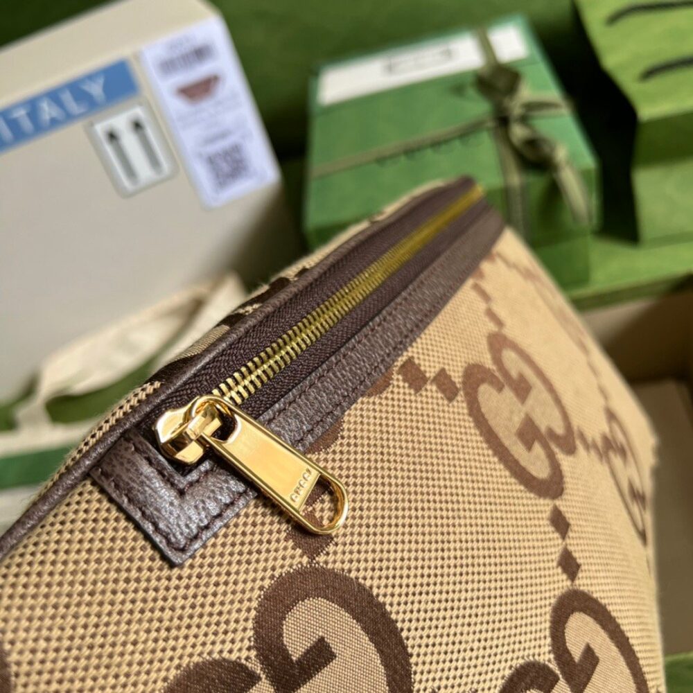 Gucci Jumbo GG Belt Bag Camel And Ebony Jumbo GG Canvas 39cm GG 696031 UKMDG 2570
