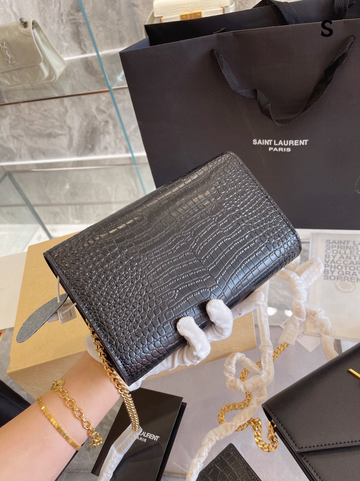 Saint Laurent Cassandre Small Matelassé  Wallet