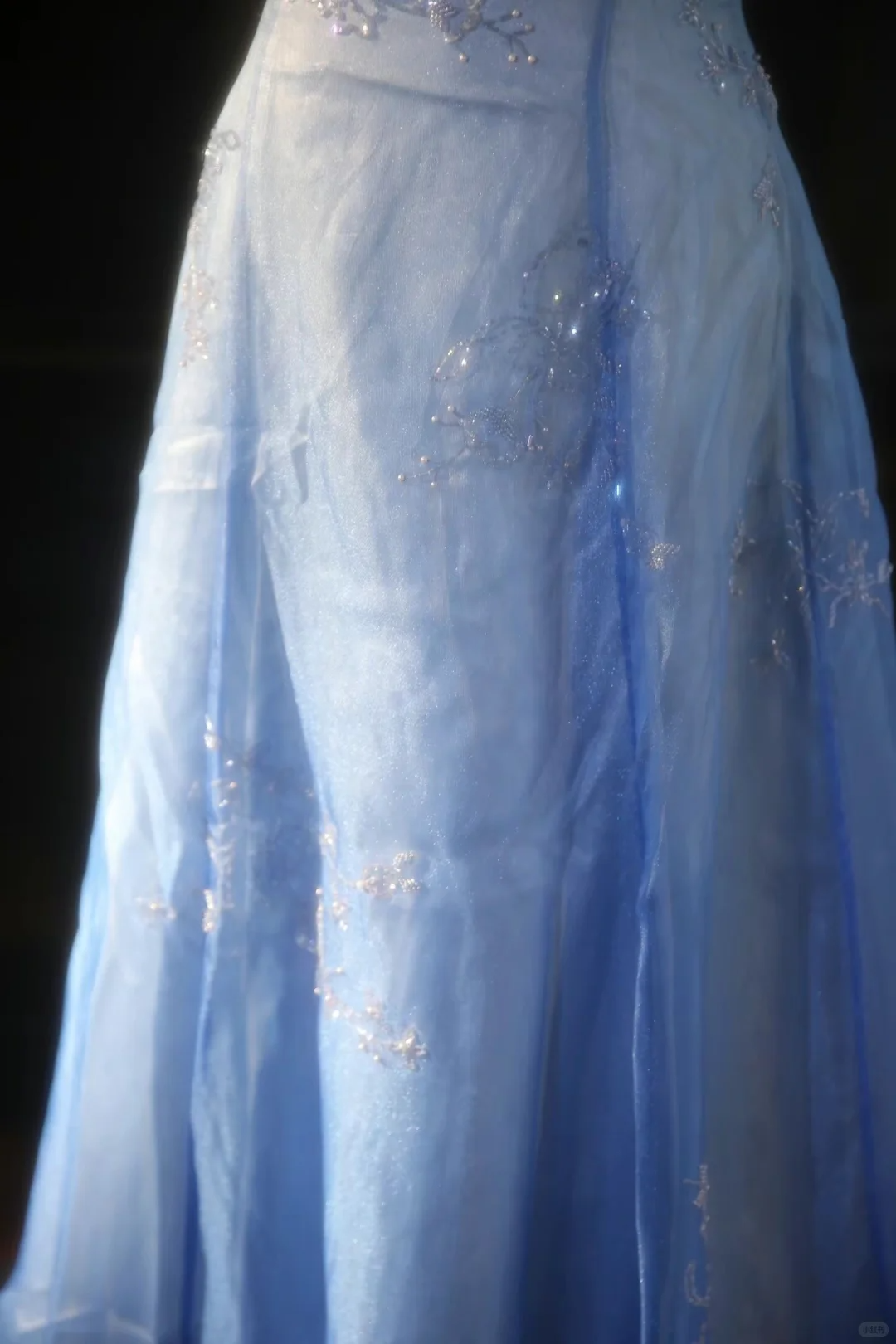 Vintage Light Blue Spaghetti Strap Sequin Evening Gown TP5529