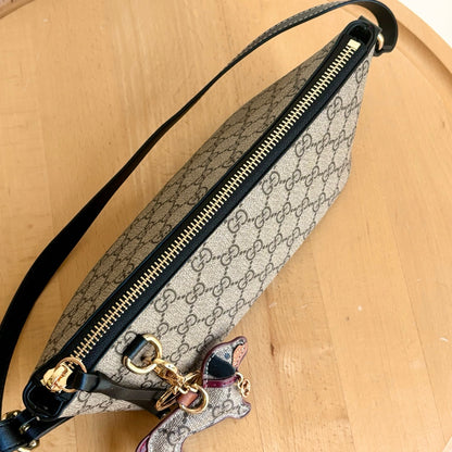Gucci Gg Emblem Small Shoulder Bag Beige And Dark Brown 22Cm